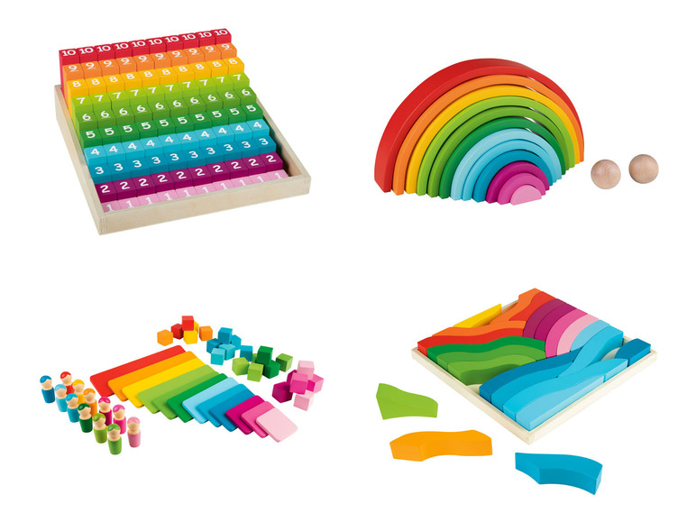 Gehe zu Vollbildansicht: Playtive Holz Spielzeug Montessori, regenbogenfarben - Bild 1