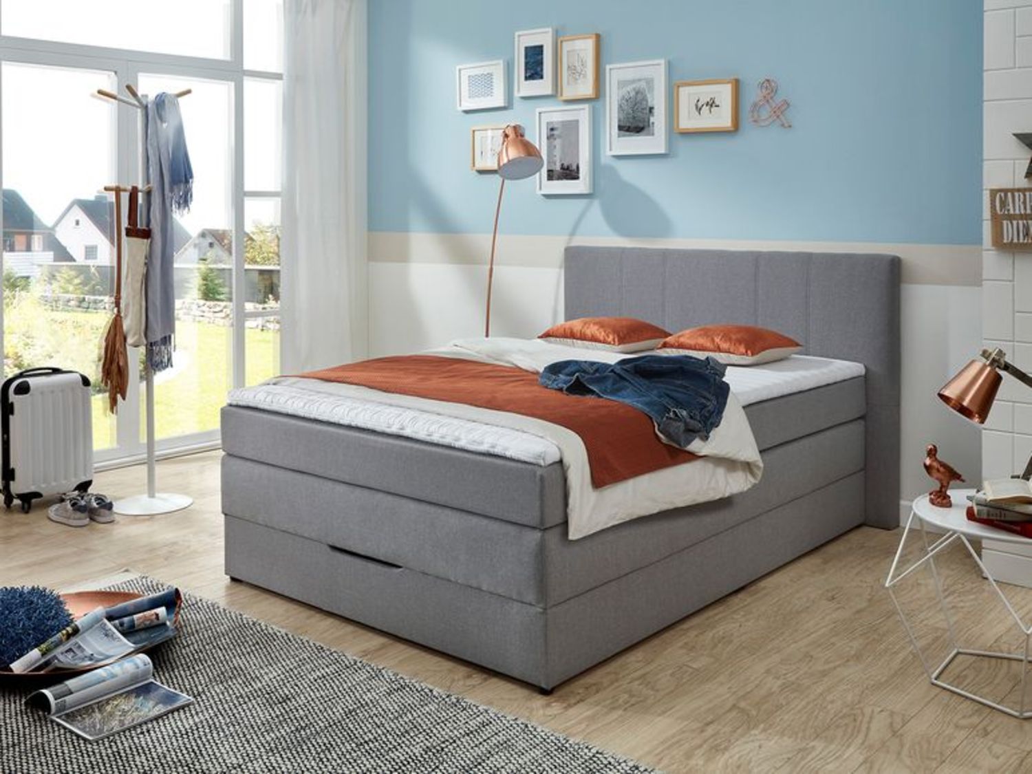 Thumbnail - SUN GARDEN Boxspringbett Broome (kieselgrau)""