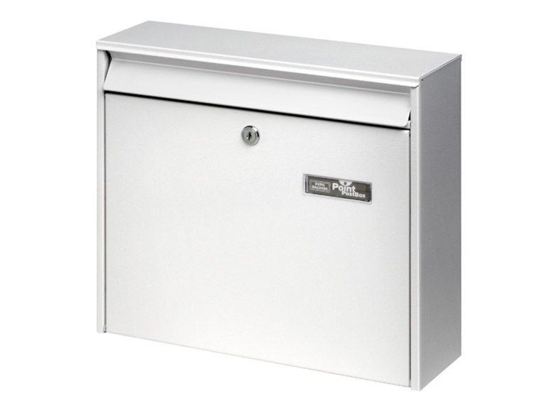 Ein weißer Point Postbox Briefkasten.