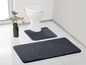 Badezimmerteppich-Set in dunkelgrau, geeignet für das WC.