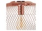 Ein kupferfarbener Lampenschirm mit Gittermuster.