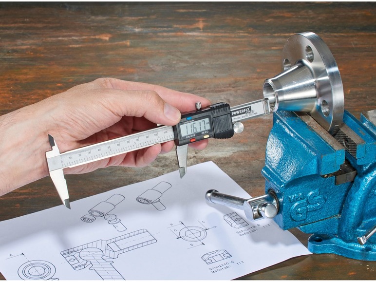 Gehe zu Vollbildansicht: POWERFIX® Digitaler Winkelmesser/ Messschieber, mit mm und Inch-Skala, inklusive Batterie - Bild 6