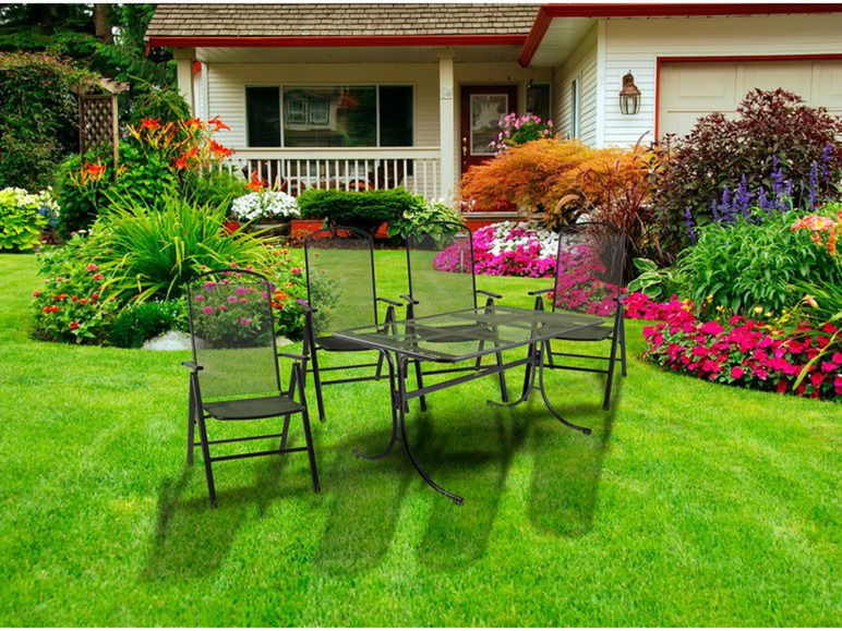 Gehe zu Vollbildansicht: FLORABEST® FLORABEST Gartenmöbel Set, Streckmetall, 5-teilig - Bild 2