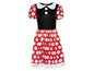 Ein rotes Kleid mit weißen Punkten, inspiriert von Minnie Mouse.