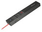 Eine schwarze drahtlose Präsentationsfernbedienung von Trust mit rotem Laserpointer.