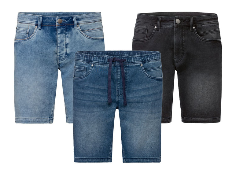 Drei verschiedene Jeans-Shorts für Männer.