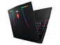 Ein schwarzer MSI-Laptop mit RGB-Beleuchtung.