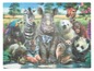 Puzzle mit Tieren, darunter Zebra, Nashorn, Giraffe und Panda.