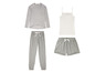 Pyjama mit Langarmshirt, Tanktop und gestreiften Hosen und Shorts.