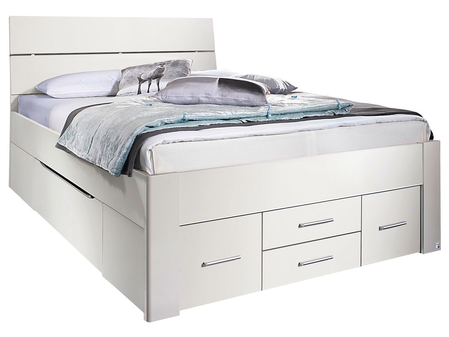 rauch ORANGE Scala – Futonbett (Dekor-Kopfteil,6 Schubkästen, Alpinweiß, 140x200cm) | 04053714710808