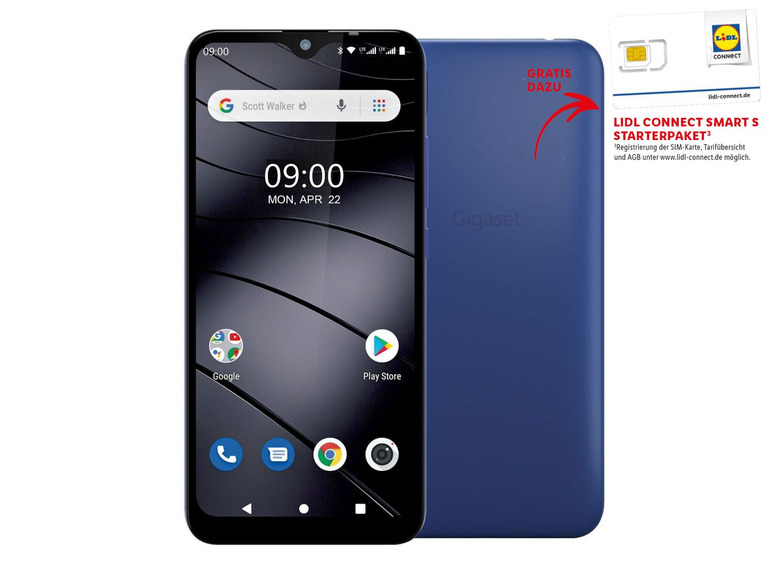Gehe zu Vollbildansicht: Gigaset Mobiltelefon Smartphone GS110 Azure Blue inkl. Lidl Connect Smart S - Bild 1