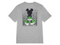 Ein graues T-Shirt mit Mickey Mouse-Druck und dem Text 'future, present, past'.
