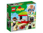 LEGO Duplo Pizzaofen mit zwei Figuren und einem Hund.