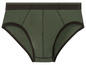 Grüne Boxershorts mit schwarzem Bund.