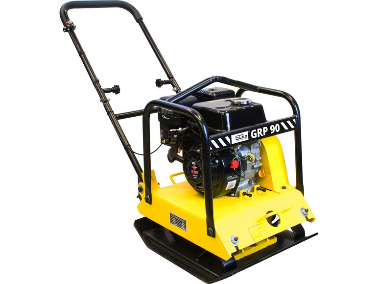 Gelbe Rüttelplatte mit Gude GRP 90 Motor.