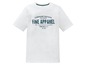 Weißes T-Shirt mit dem Logo 'Fine Apparel'.