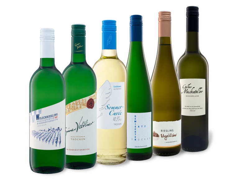Gehe zu Vollbildansicht: 6 x 0,75-l-Flasche Weinpaket Österreich Vielfalt Weiß entdecken - Bild 1