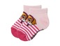 Zwei rosa Socken mit Streifen und Paw Patrol-Motiv.