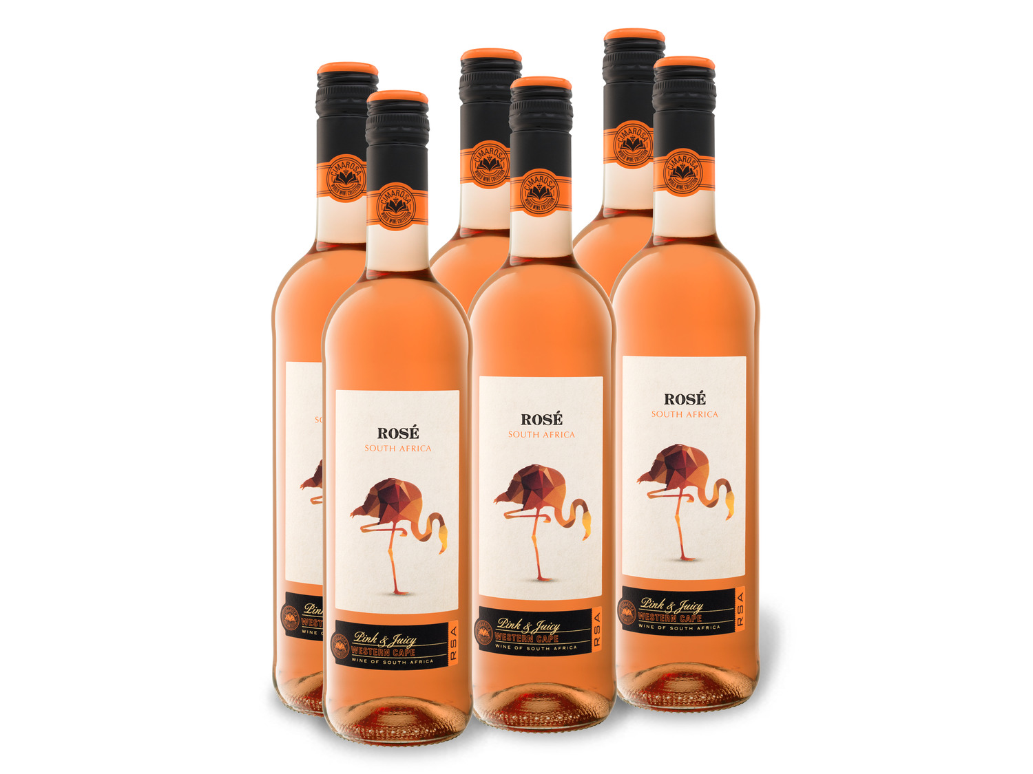 0,75-l-Flasche x Südafrika CIMAROSA Roséwein halbtrocken, Weinpaket 6 Rosé