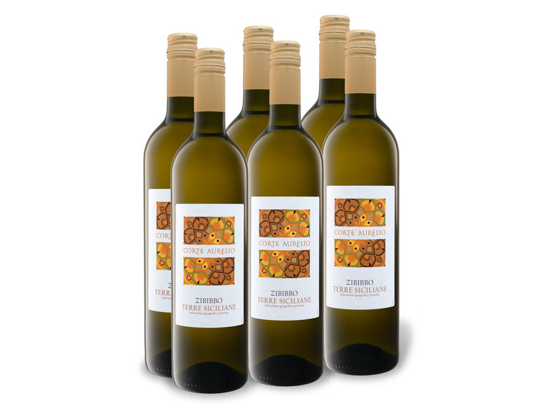 Gehe zu Vollbildansicht: 6 x 0,75-l-Flasche Weinpaket Corte Aurelio Zibibbo Terre Siciliane IGP trocken, Weißwein - Bild 1