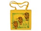 Eine gelbe Stofftasche mit drei Tigern