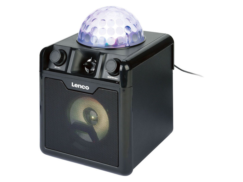Gehe zu Vollbildansicht: Lenco Disco Lautsprecher, mit Karaoke Lichterkugel, Akku - Bild 1