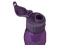 Eine violette Wasserflasche mit einem Schraubverschluss.