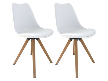byLIVING - Stuhl »Kira« 2er Set, in modernem, skandinavischem Stil (eiche / weiß)