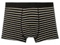 Schwarze Boxershorts mit horizontalen Streifen.