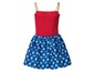 Ein rot-blaues Wonder Woman Kleid mit Sternmuster.