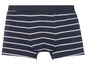 Gestreifter Boxershorts in dunkelblau mit grauen Streifen.
