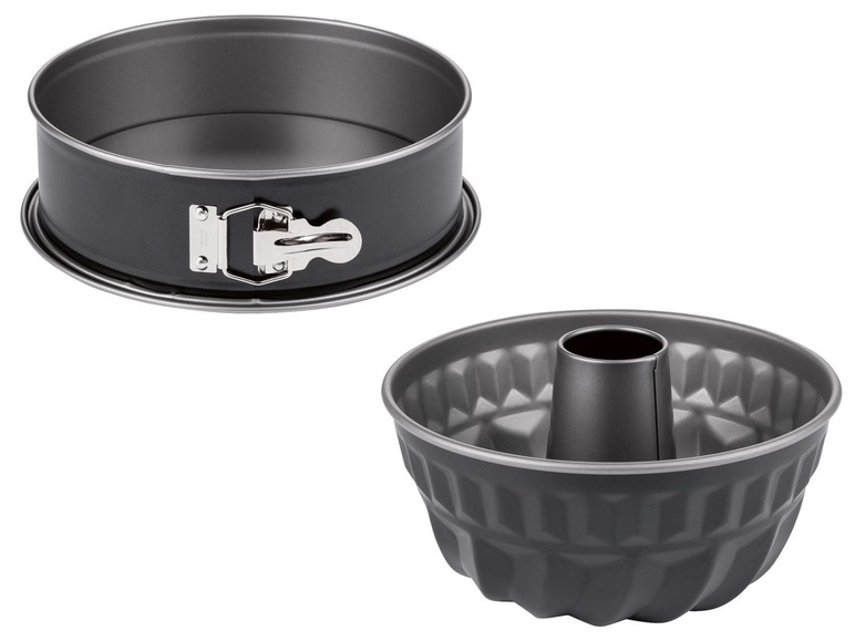 Eine runde Springform und eine Gugelhupfform.