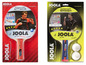 Zwei Joola Tischtennis Schläger mit Bällen: Rossi Attack und Rossi Smash.