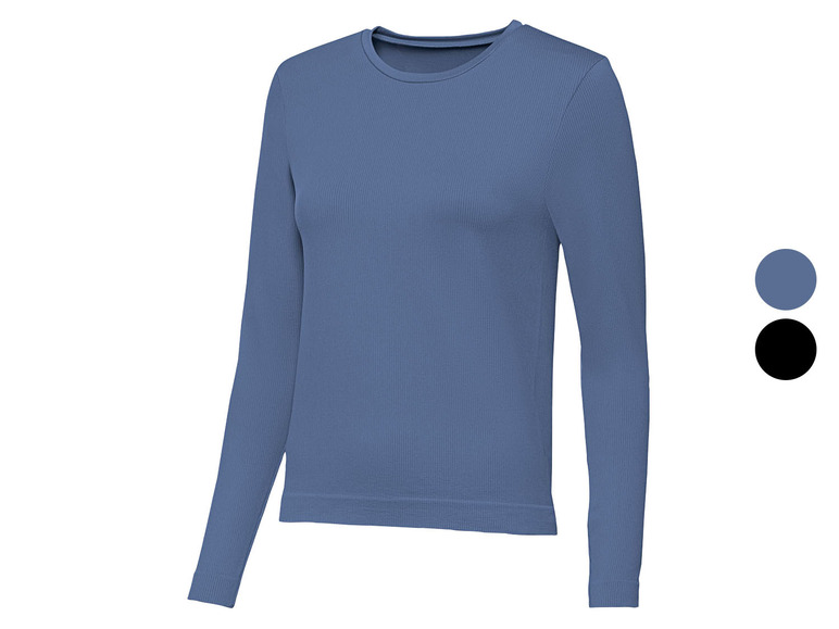Ein blaues Langarmshirt mit Rundhalsausschnitt
