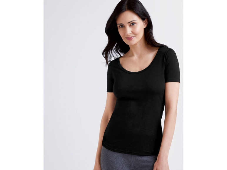 Gehe zu Vollbildansicht: esmara Damen Thermounterhemd, aus reiner Merinowolle, schwarz - Bild 3