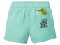 Mintgrüne Badehose mit Krokodil und dem Schriftzug 'Let's go to the beach'.