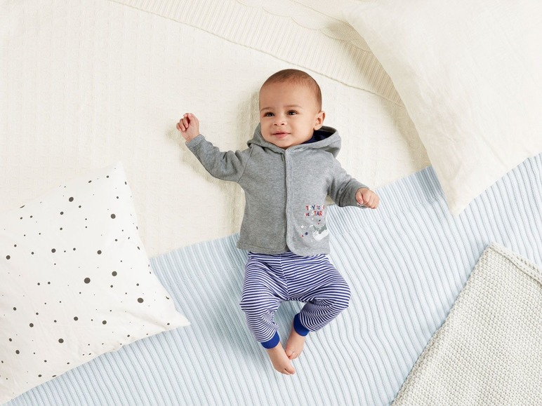 Gehe zu Vollbildansicht: Baby Jacke Jungen, 2 Stück, Knopfverschluss, mit Print und Kapuze, 100% Baumwolle - Bild 11