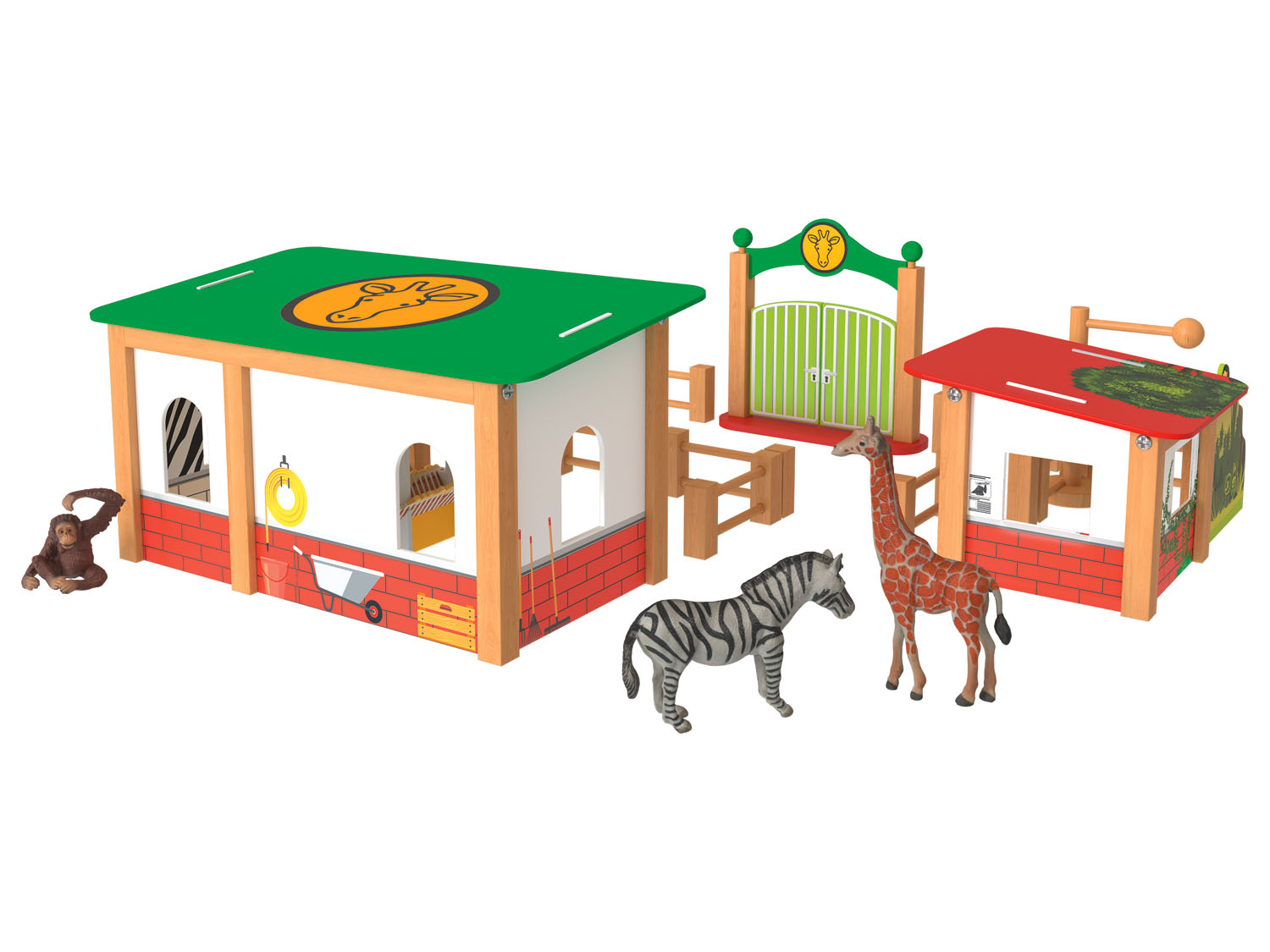 Playtive Holz Zoogehege, mit zweiseitig verwendbarer Futterstation