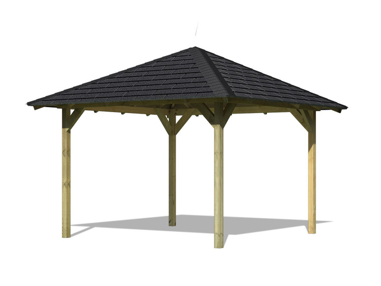 Gehe zu Vollbildansicht: Karibu Pavillon »Chur 1«, mit Massivholz-Pfosten, mit oder ohne H-Anker und Dachschindeln - Bild 3