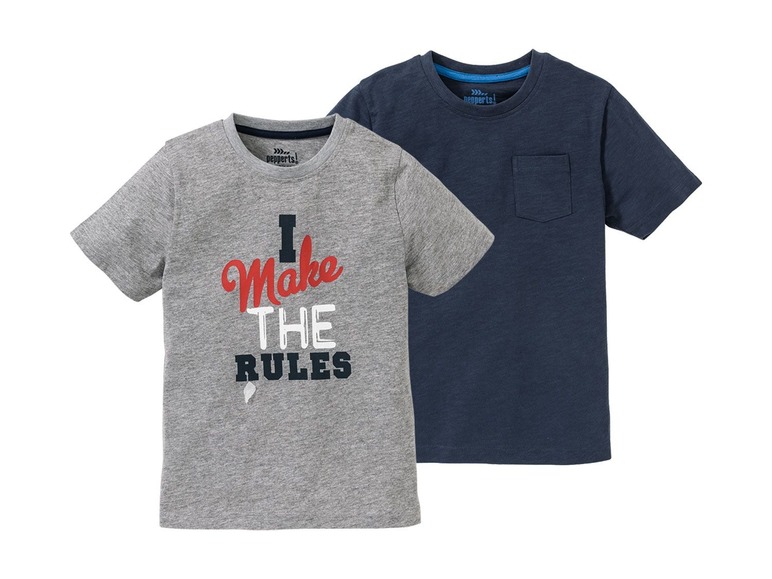 Gehe zu Vollbildansicht: PEPPERTS® T-Shirt Jungen, 2 Stück, mit Print oder Brusttasche, mit Baumwolle - Bild 3