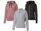 Drei graue, schwarze und rosa Hoodies mit Reißverschluss der Marke Crivit.