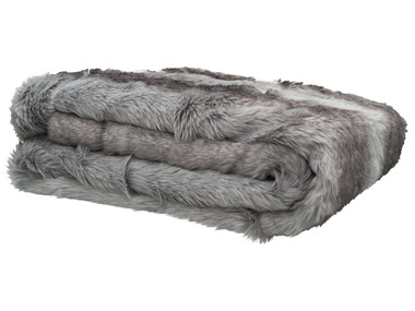 Kinzler - Fellimitat Wohndecke "Wolf" 150 x 200 cm (grau)