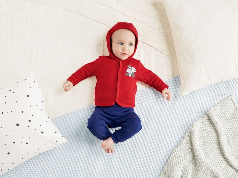 Gehe zu Vollbildansicht: Baby Jacke Jungen, 2 Stück, Knopfverschluss, mit Print und Kapuze, 100% Baumwolle - Bild 8