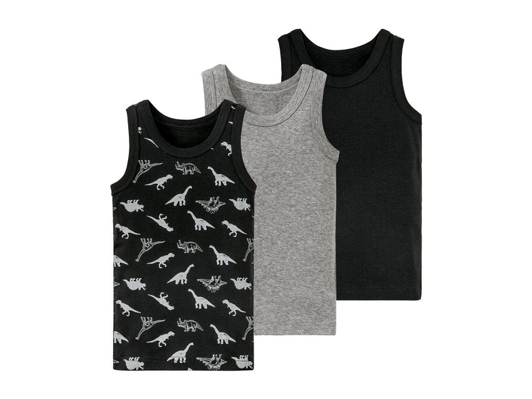 Gehe zu Vollbildansicht: LUPILU® Unterhemd Jungen, in Feinripp-Qualität, aus Baumwolle, mit Viskose, 3 Stück - Bild 11