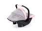 Ein rosa-grauer Babyautositz.