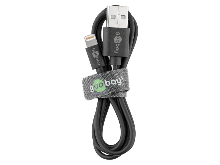 Gehe zu Vollbildansicht: Goobay Lightning auf USB A 2.0-Lade- und Synchronisationskabel, 2 m, schwarz - Bild 3