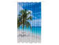 Duschvorhang mit tropischem Palmenbaum und Strand.
