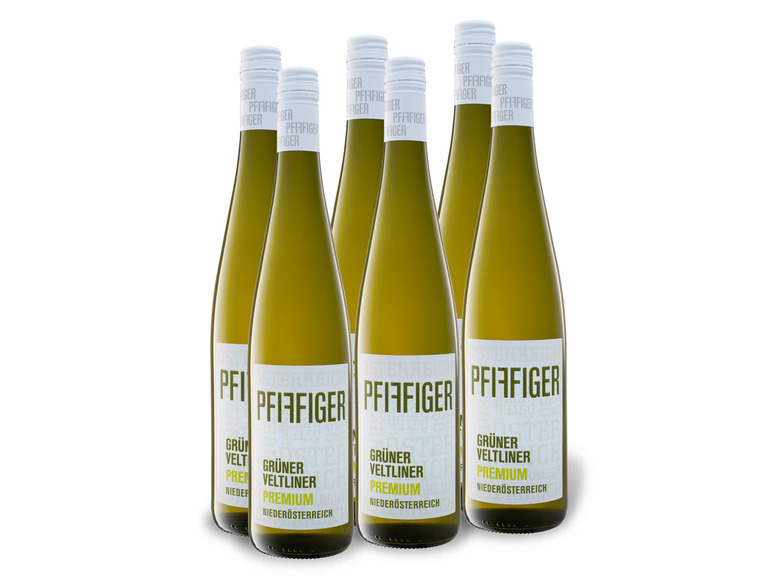 Gehe zu Vollbildansicht: 6 x 0,75-l-Flasche Weinpaket Pfiffiger Grüner Veltliner Premium trocken, Weißwein - Bild 1