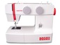 Weiße Veritas Sarah Nähmaschine mit roten Details.