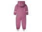 Ein rosafarbener Regenanzug für Kinder mit Kapuze.